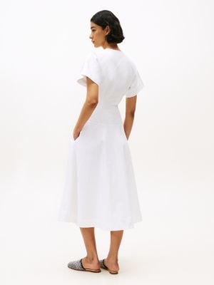 weiß the runway collection slim fit midi-hemdkleid für damen - tommy hilfiger