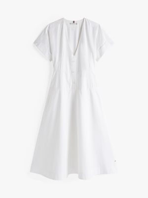 weiß the runway collection slim fit midi-hemdkleid für damen - tommy hilfiger