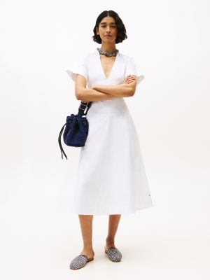 white the runway collection slim fit midi-hemdkleid für damen - tommy hilfiger