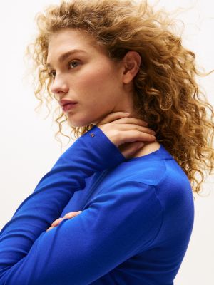 blue the runway collection slim fit langarmshirt für damen - tommy hilfiger
