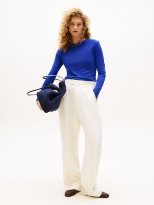 blau the runway collection slim fit langarmshirt für damen - tommy hilfiger
