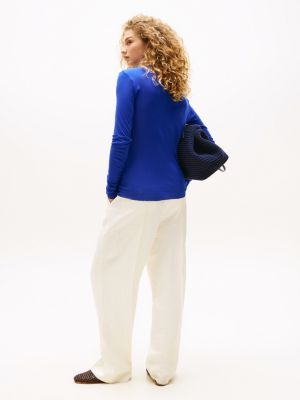 blau the runway collection slim fit langarmshirt für damen - tommy hilfiger