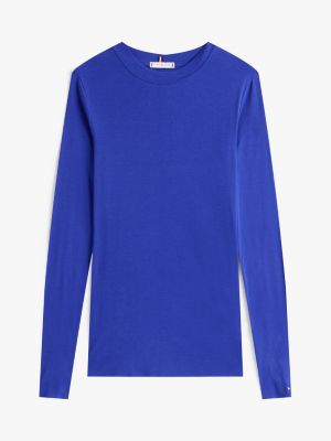 blau the runway collection slim fit langarmshirt für damen - tommy hilfiger