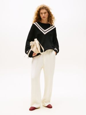schwarz the runway collection oversized pullover mit kontrast-streifen für damen - tommy hilfiger