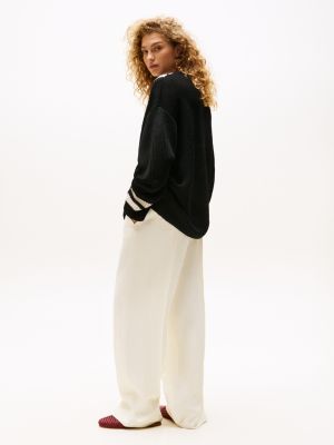 schwarz the runway collection oversized pullover mit kontrast-streifen für damen - tommy hilfiger