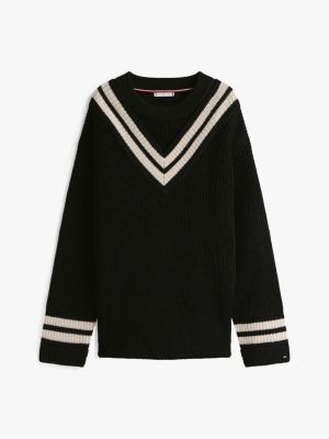 schwarz the runway collection oversized pullover mit kontrast-streifen für damen - tommy hilfiger