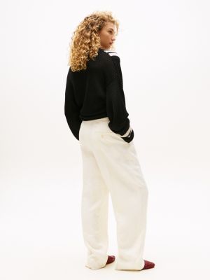 beige the runway collection elegante oversized fit hose für damen - tommy hilfiger