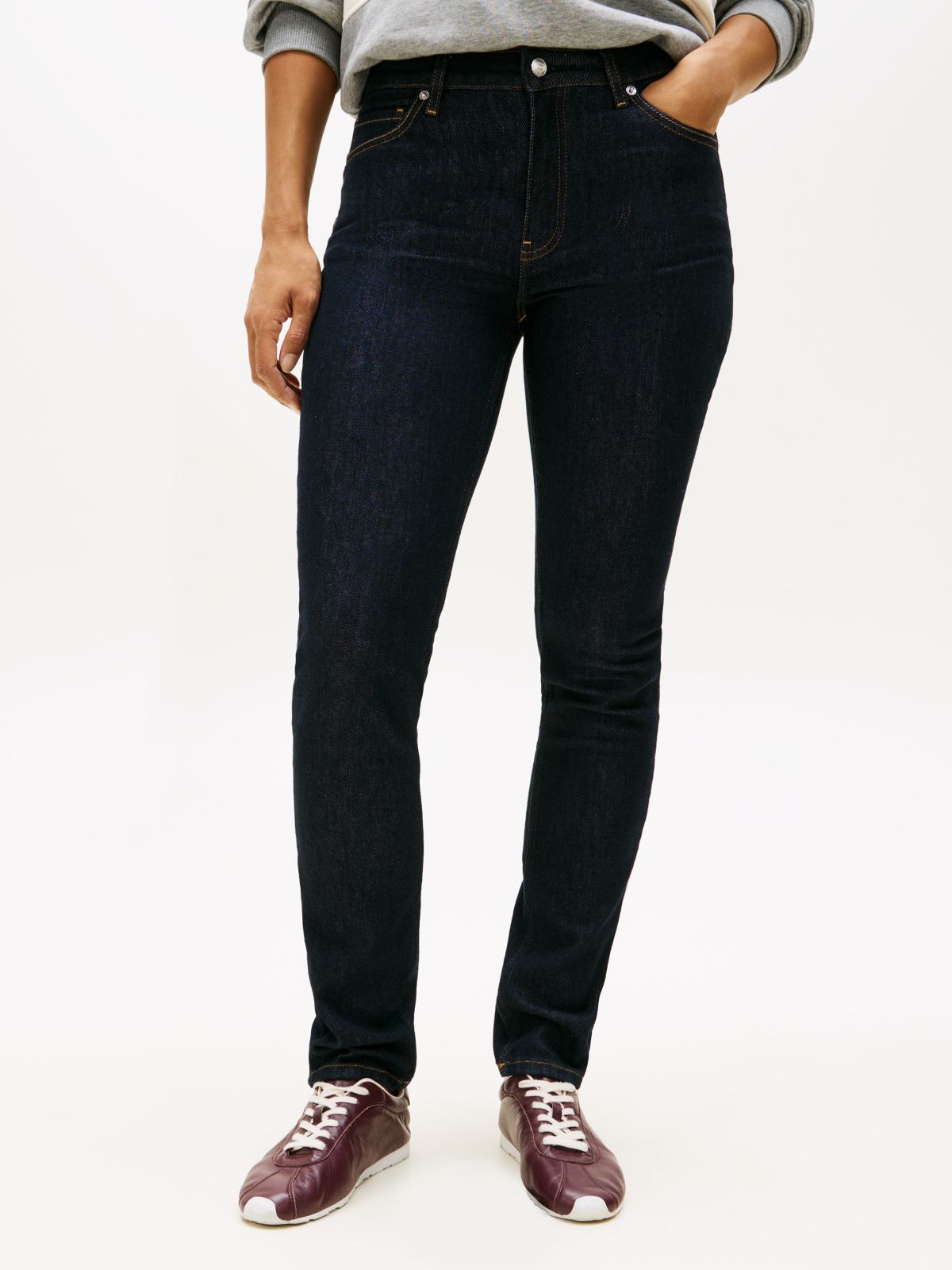Mid Rise Slim Jeans — Blue