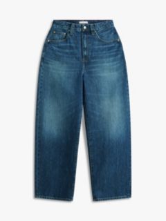 Mid Rise Tapered Barrel Leg Jeans — Blue 5