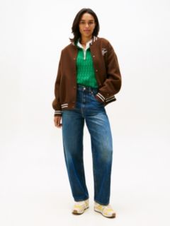 Mid Rise Tapered Barrel Leg Jeans — Blue 1