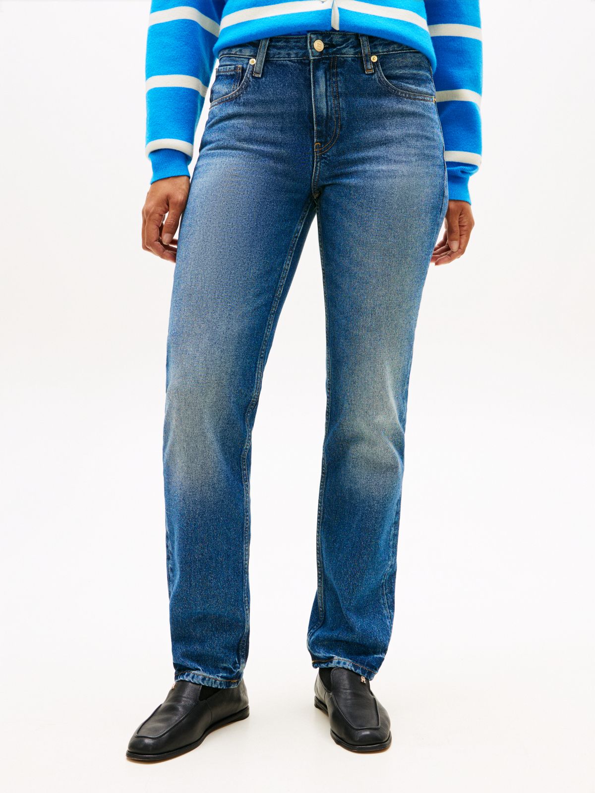 Claire High Rise Wide Faded Jeans — Blue