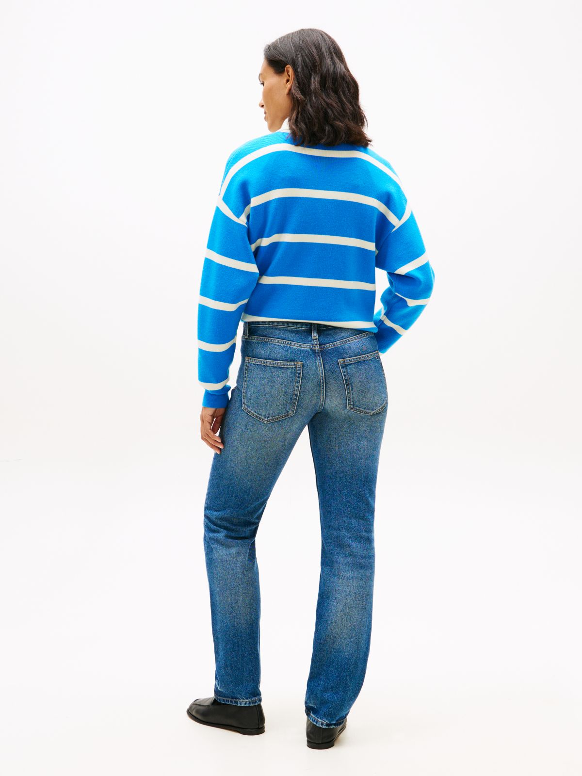 Claire High Rise Wide Faded Jeans — Blue