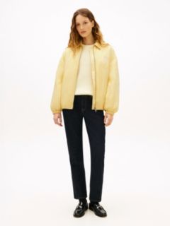 Water Repellent Satin Relaxed Padded Jacket — Yellow 3