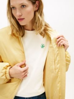 Water Repellent Satin Relaxed Padded Jacket — Yellow 4