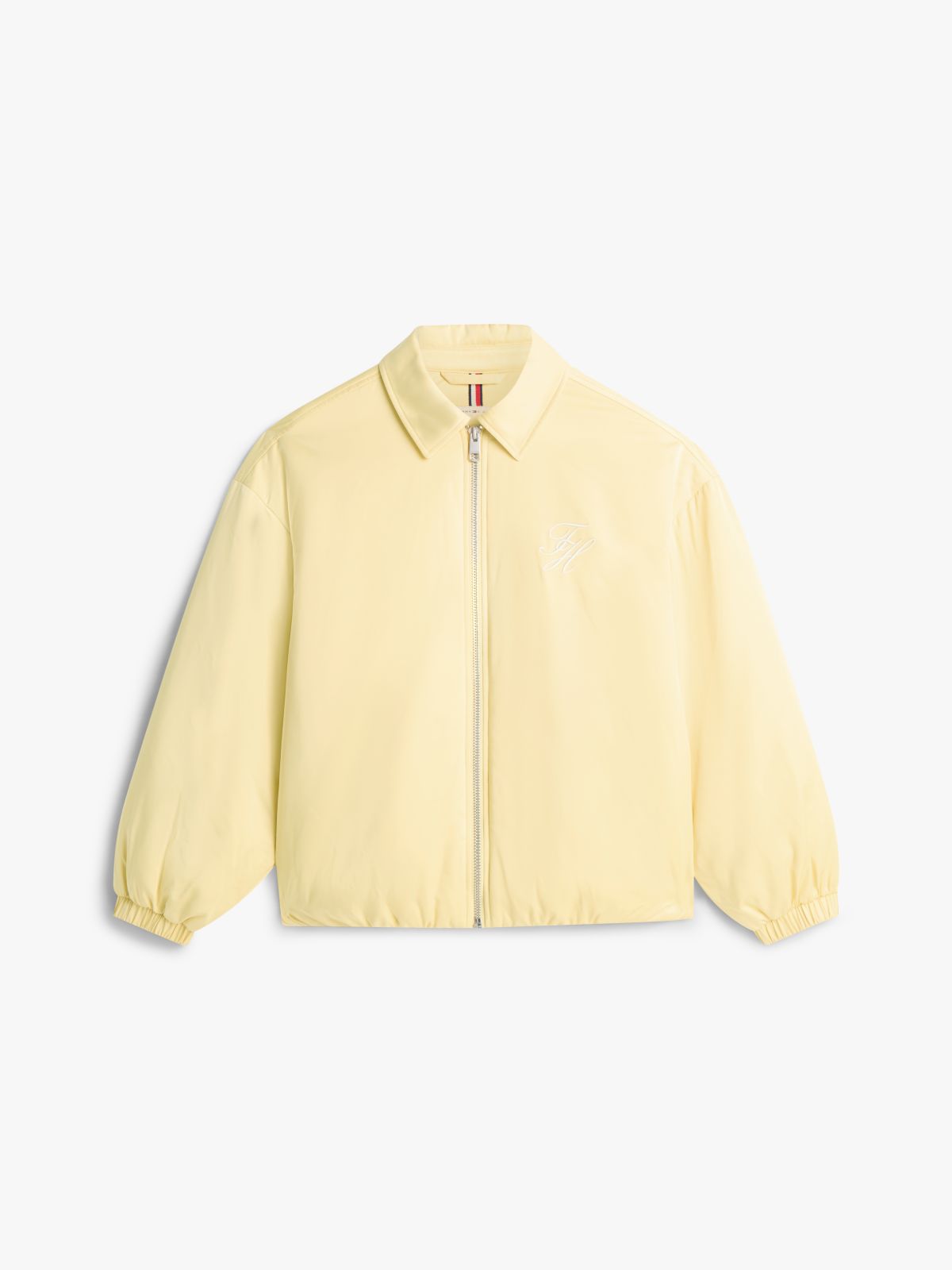 Water Repellent Satin Relaxed Padded Jacket — Yellow