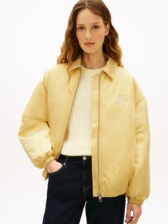 Water Repellent Satin Relaxed Padded Jacket — Yellow 1