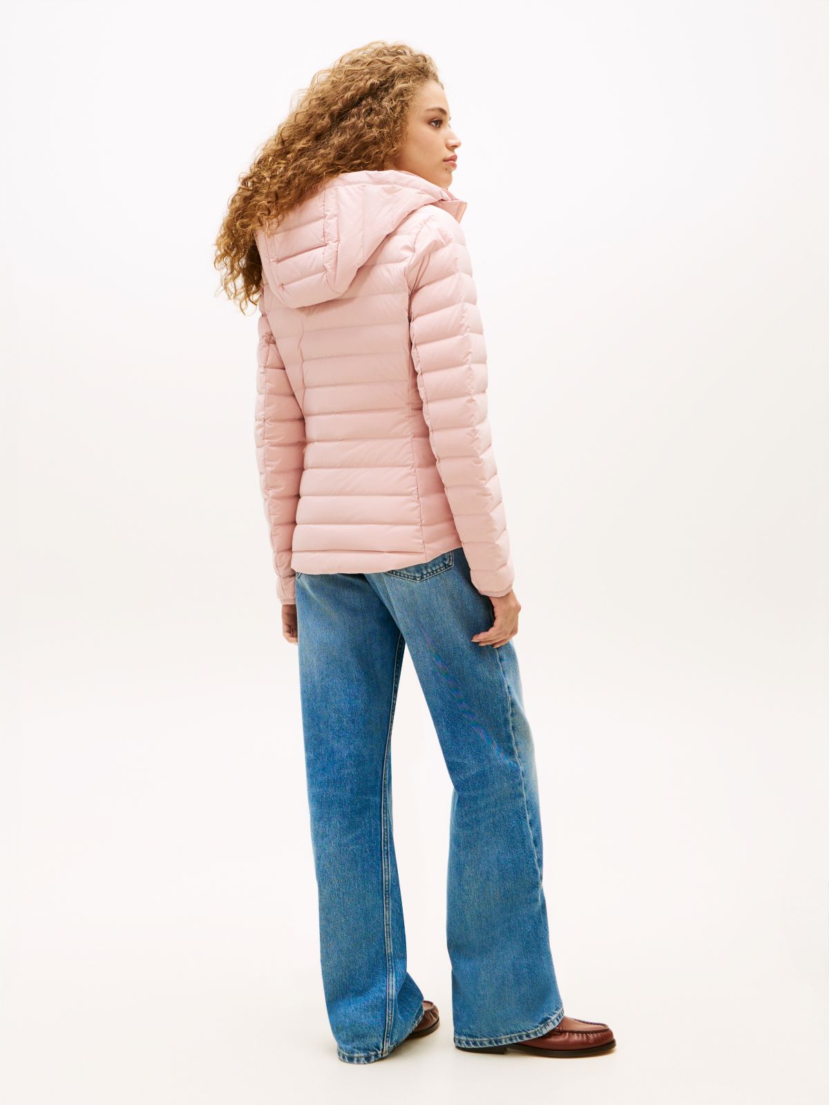 Lightweight Water Repellent Down Slim Jacket — Pink
