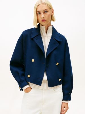 Wool Blend Double Breasted Peacoat