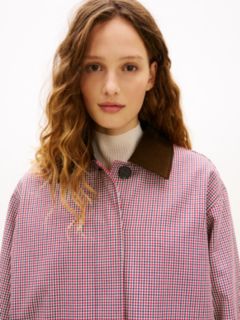 Water Repellent Check Oversized 2-In-1 Coat — Red 2