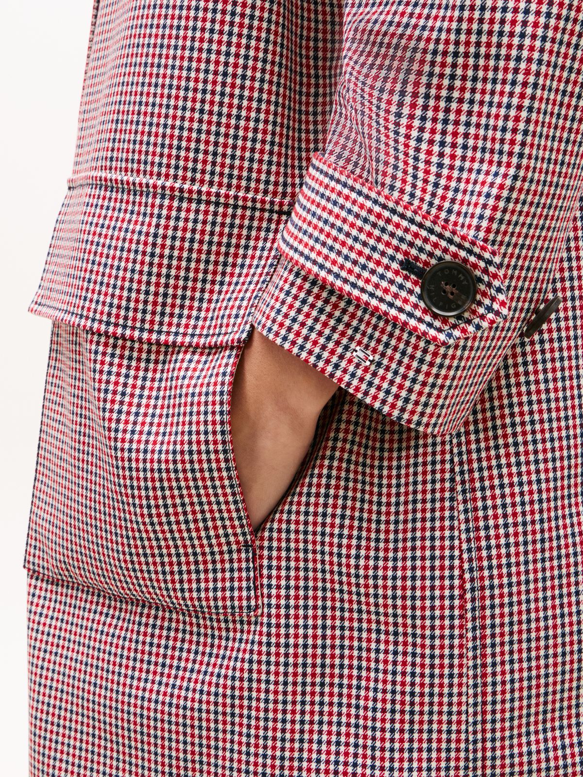 Water Repellent Check Oversized 2-In-1 Coat — Red
