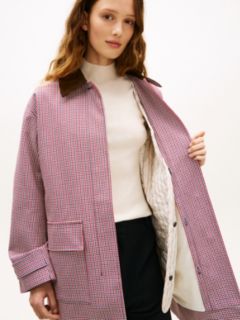 Water Repellent Check Oversized 2-In-1 Coat — Red 4