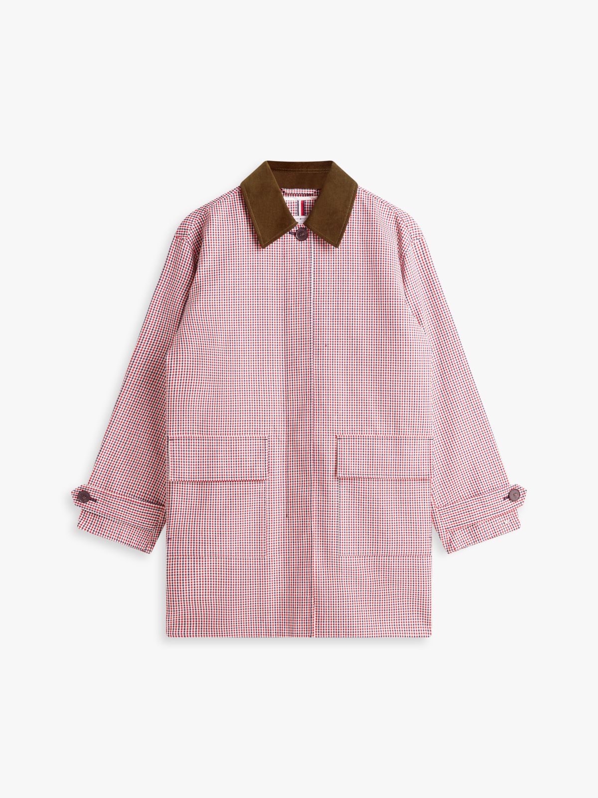 Water Repellent Check Oversized 2-In-1 Coat — Red
