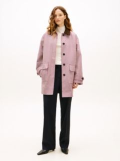 Water Repellent Check Oversized 2-In-1 Coat — Red 1
