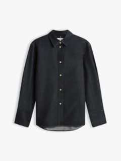 Relaxed Fit Flag Embroidery Denim Shirt — Black 5