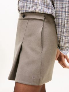 Box Pleat A-Line Mini Skirt — Brown 3
