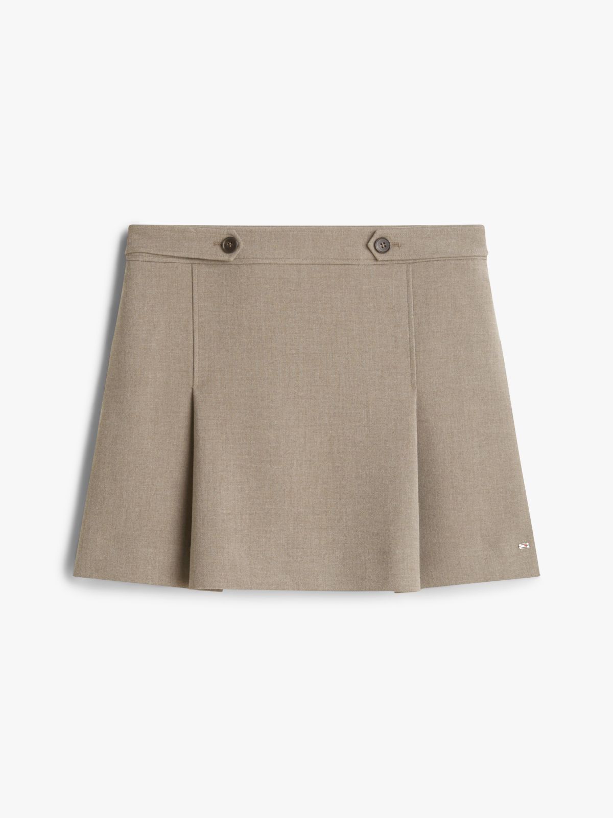 Box Pleat A-Line Mini Skirt — Brown