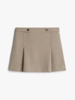 Box Pleat A-Line Mini Skirt — Brown 5