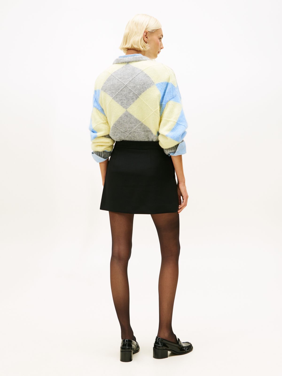 Box Pleat A-Line Mini Skirt — Black