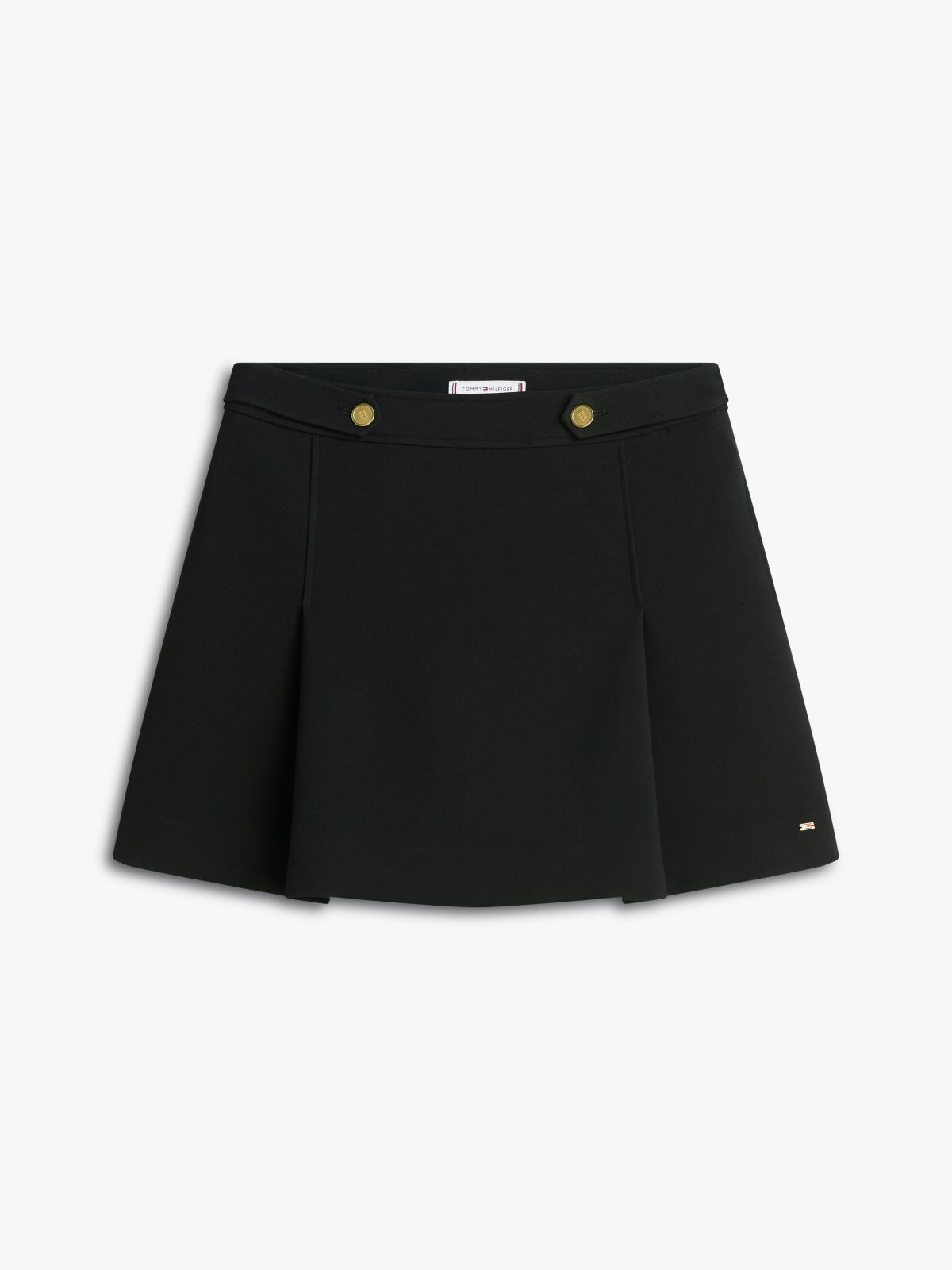 Box Pleat A-Line Mini Skirt — Black