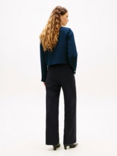 Textured Wool Blend Double Breasted Jacket — Blue 4