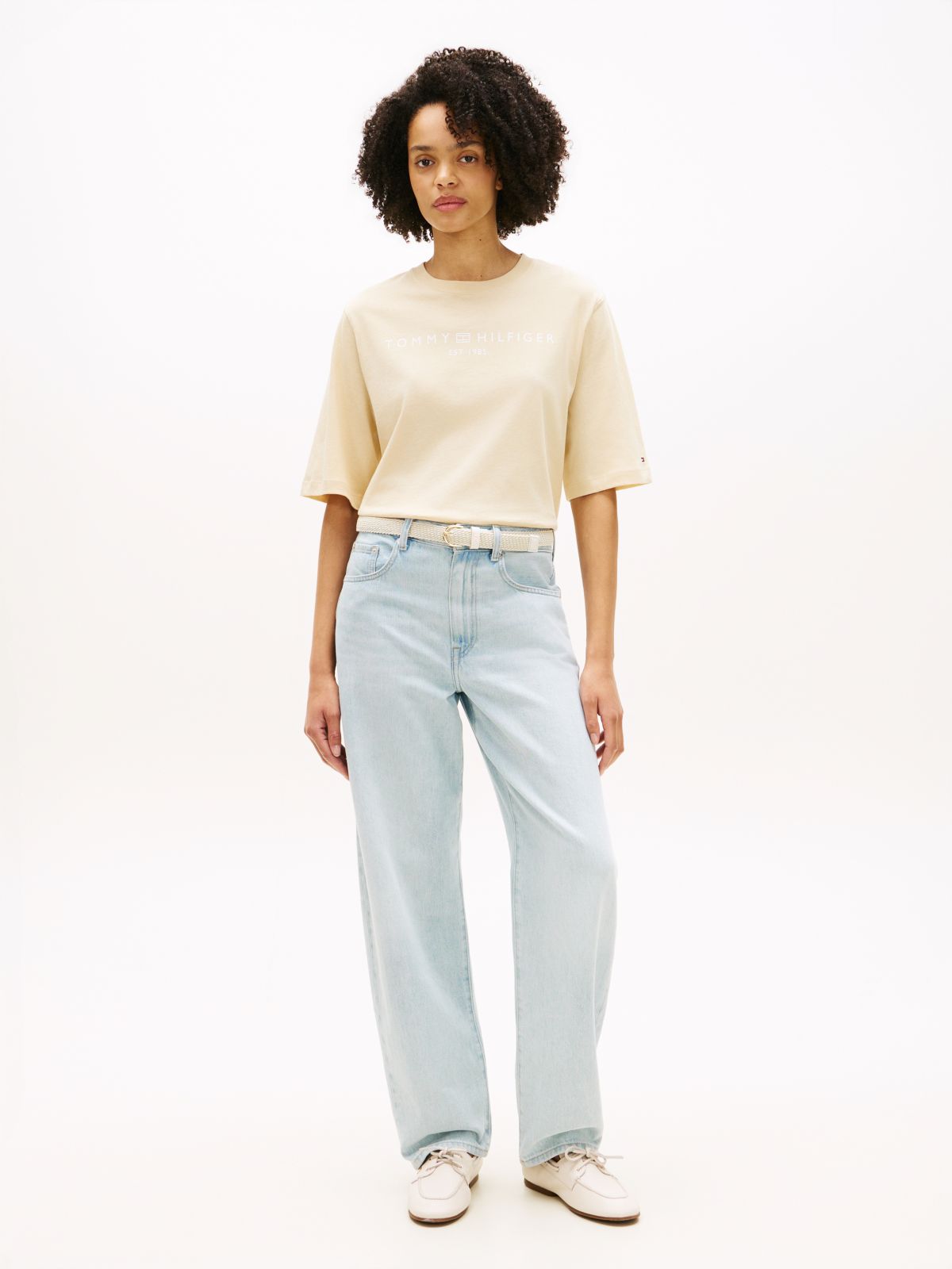 Logo Relaxed Crew Neck T-Shirt — Beige