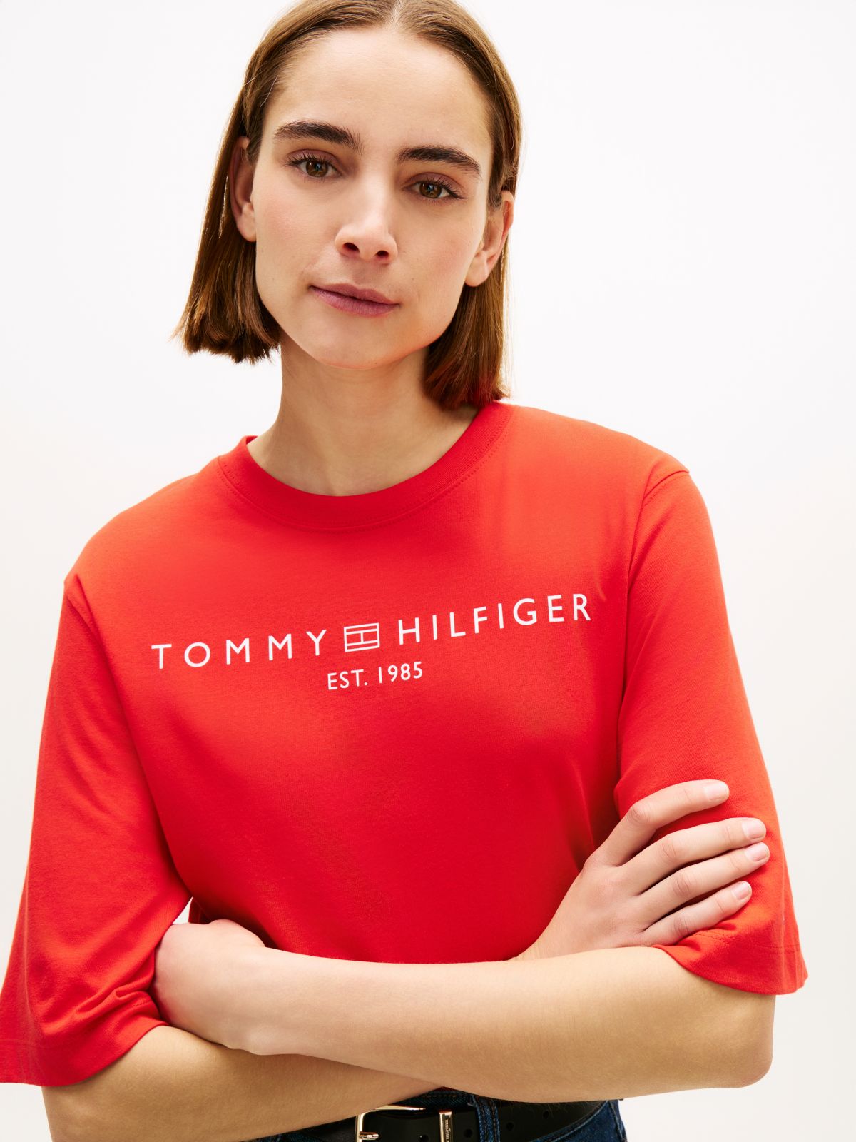 Logo Relaxed Crew Neck T-Shirt — Orange