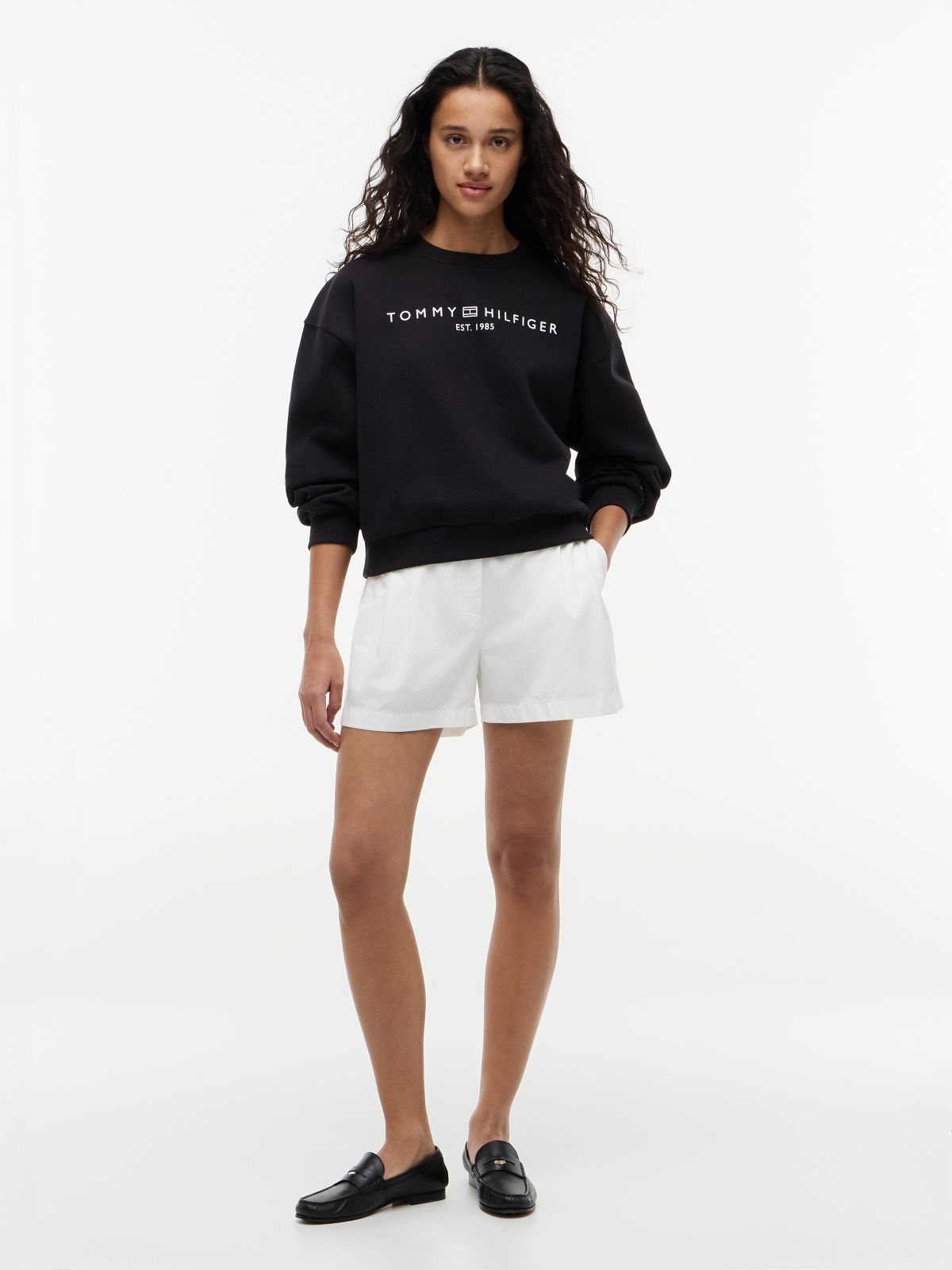 Logo Relaxed Fleece Sweatshirt — Black