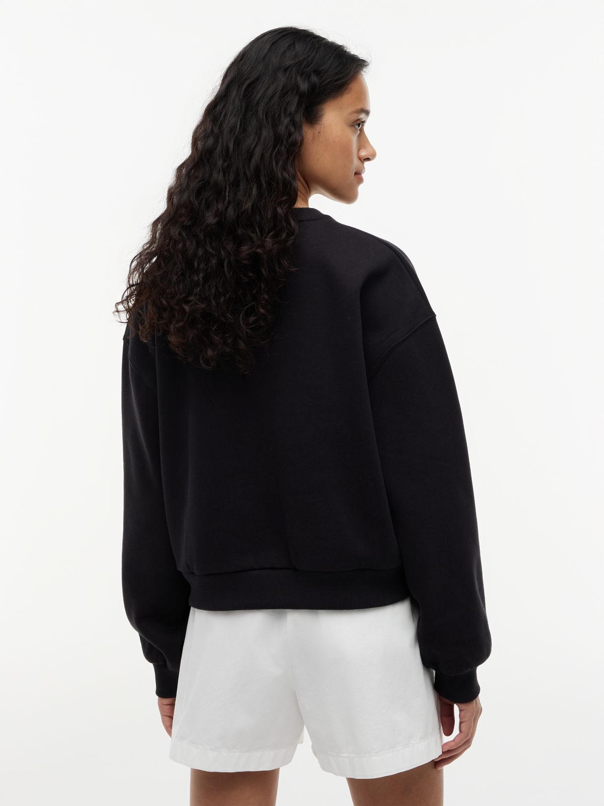 Logo Relaxed Fleece Sweatshirt — Black