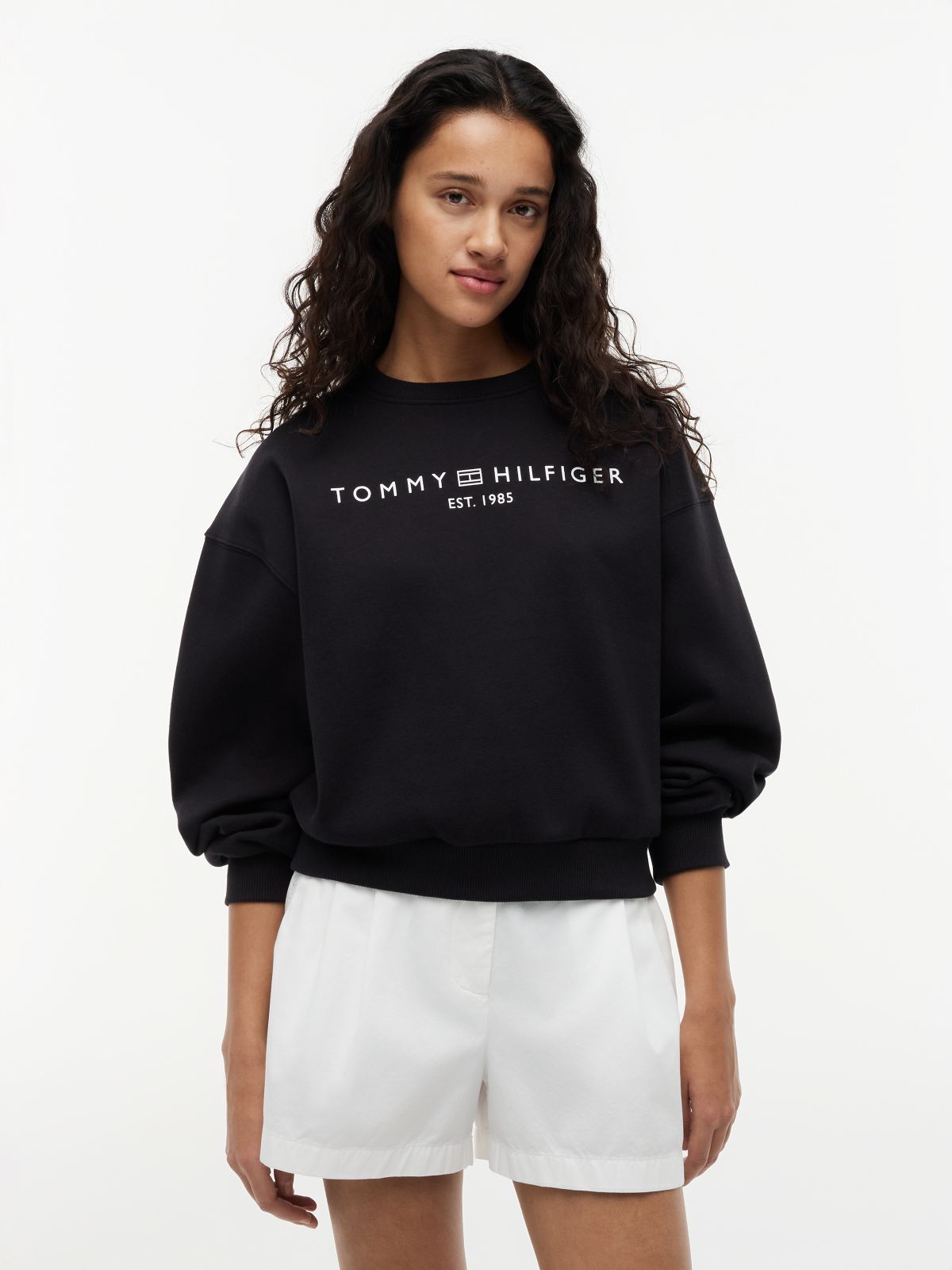 Logo Relaxed Fleece Sweatshirt — Black
