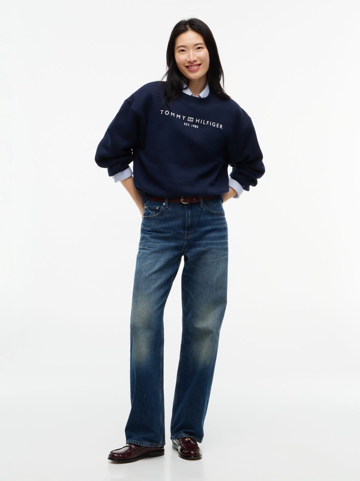 Logo Relaxed Fleece Sweatshirt — Blue