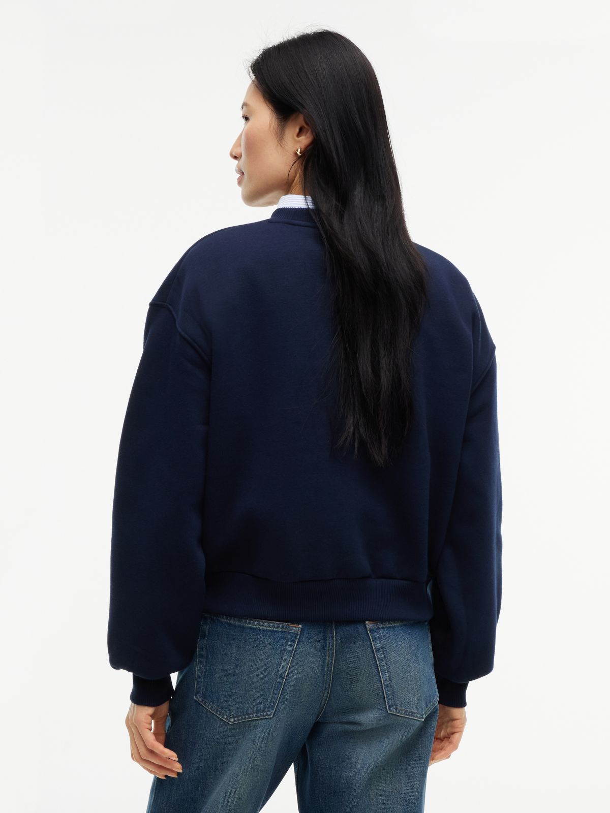 Logo Relaxed Fleece Sweatshirt — Blue