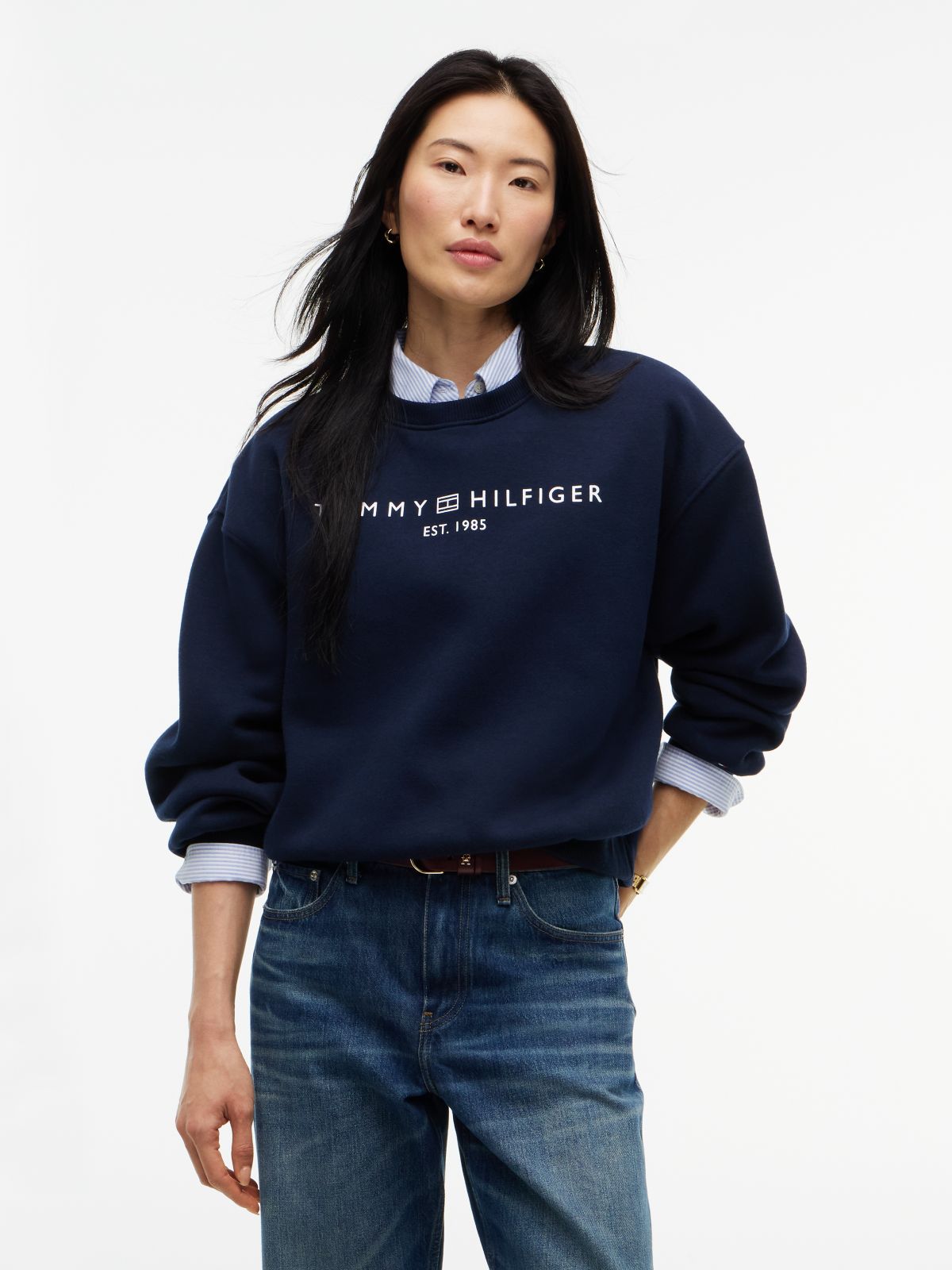 Logo Relaxed Fleece Sweatshirt — Blue