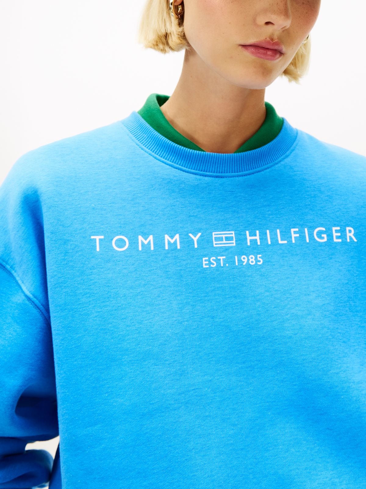 Logo Relaxed Fleece Sweatshirt — Blue