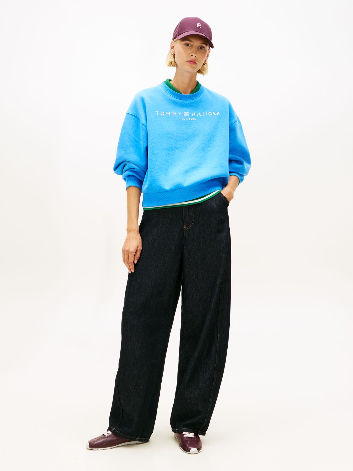 Logo Relaxed Fleece Sweatshirt — Blue