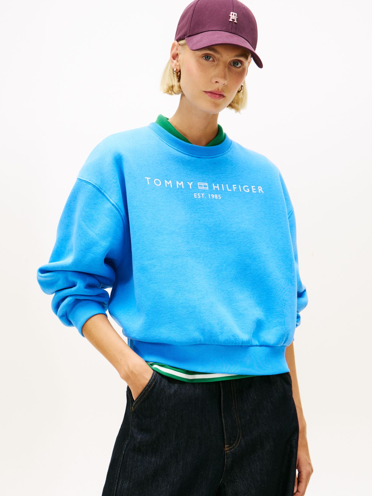 Logo Relaxed Fleece Sweatshirt — Blue