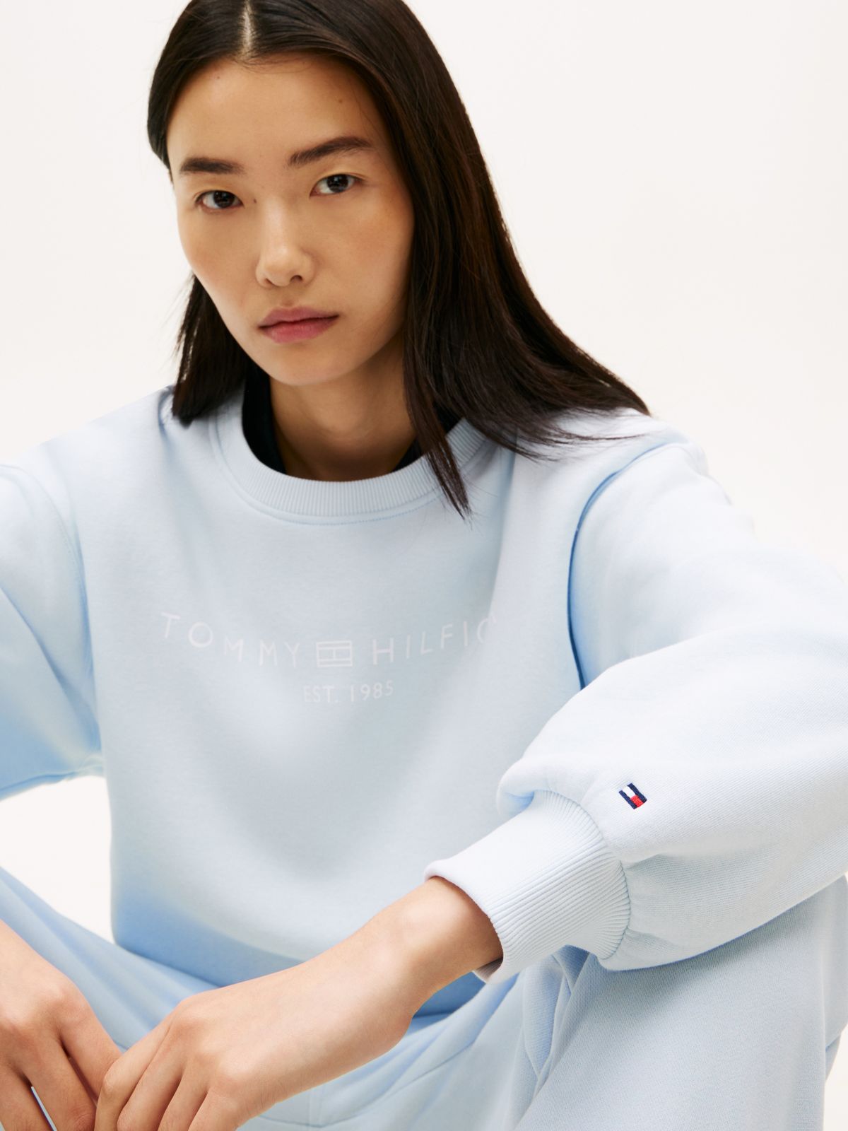 Logo Relaxed Fleece Sweatshirt — Blue