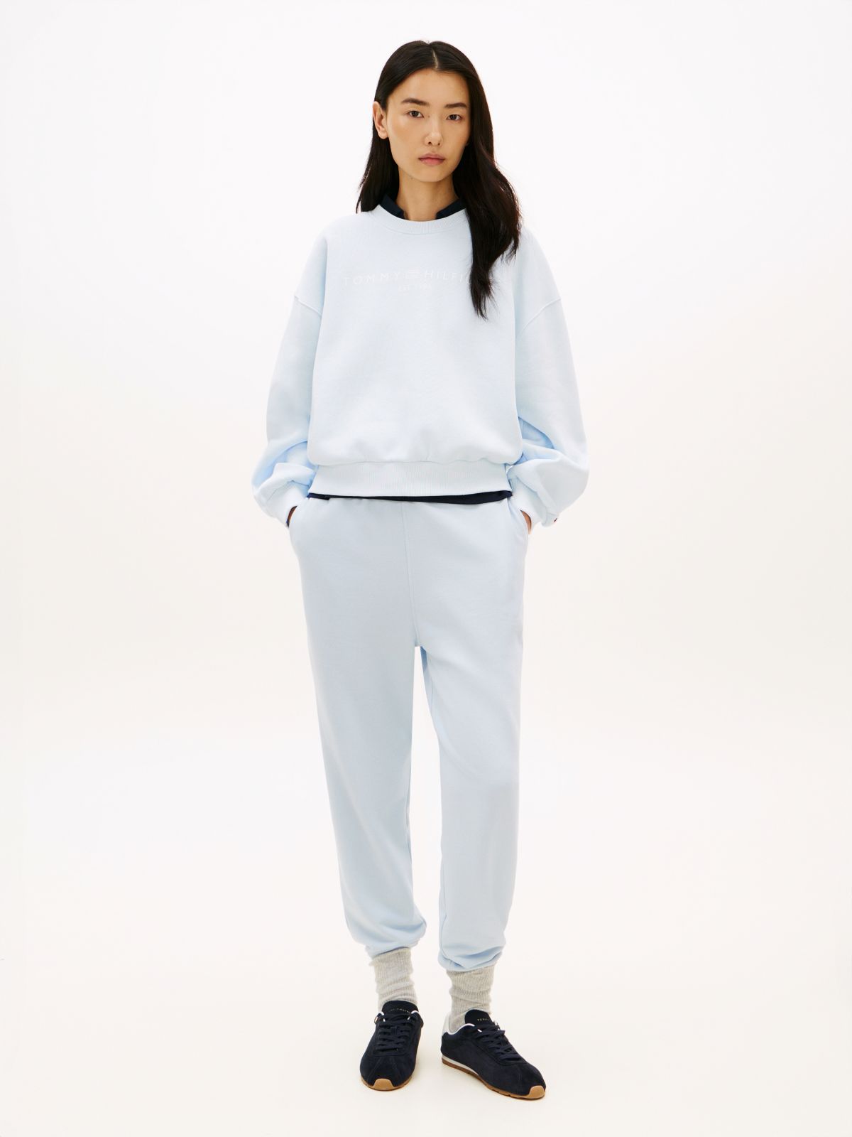 Logo Relaxed Fleece Sweatshirt — Blue