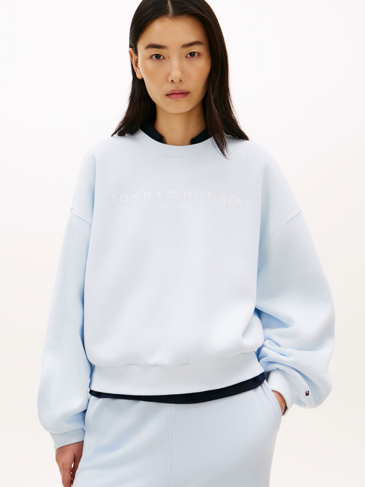Logo Relaxed Fleece Sweatshirt — Blue