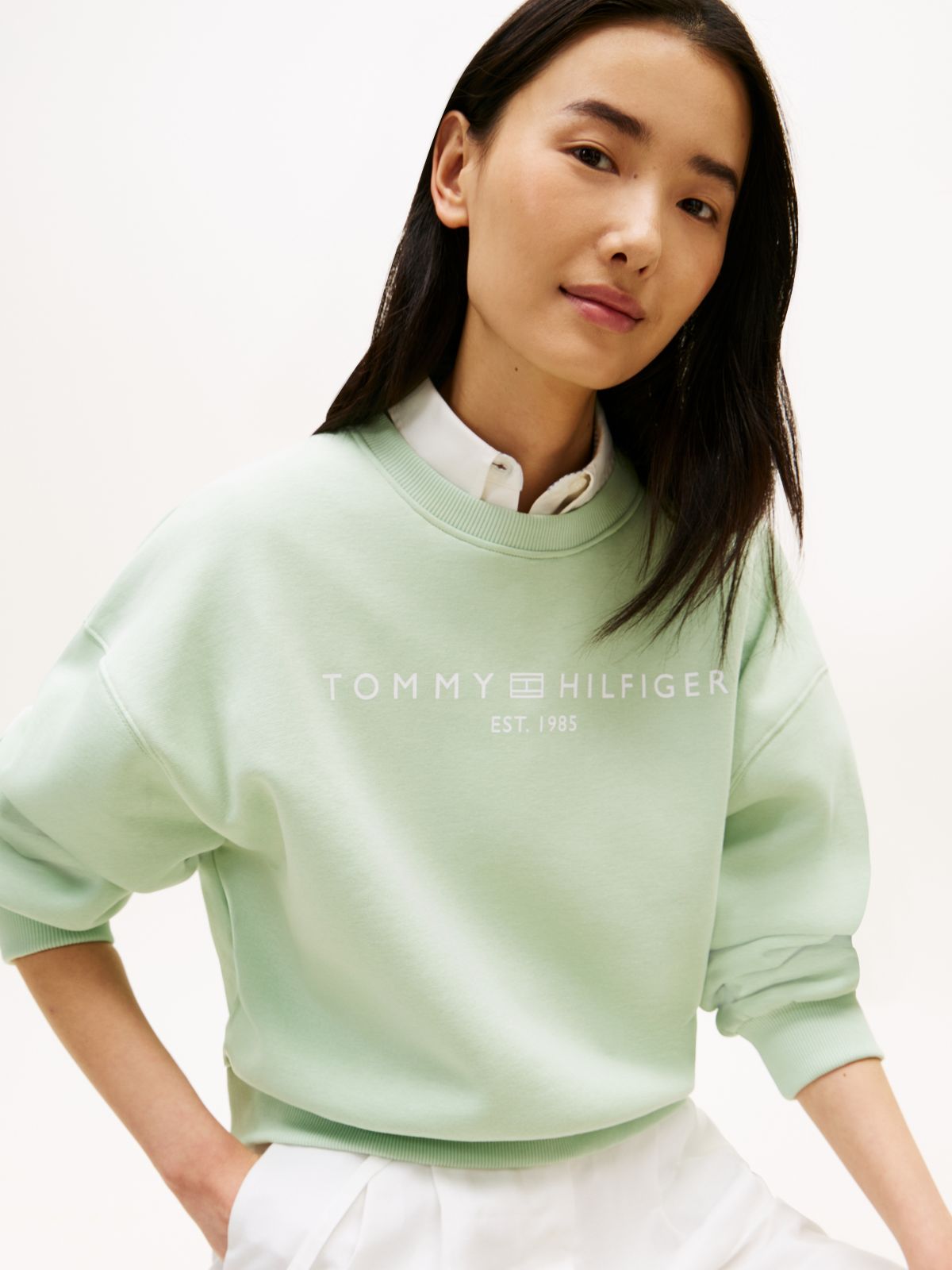 Logo Relaxed Fleece Sweatshirt — Green