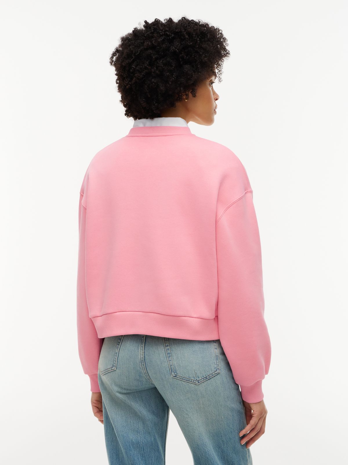Logo Relaxed Fleece Sweatshirt — Pink